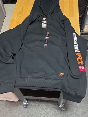 Timberland PRO Black Crewneck Hoodie with Orange Sleeve Logo